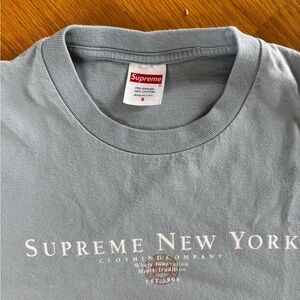 Supreme New York Light Gray Tee. Adult Small